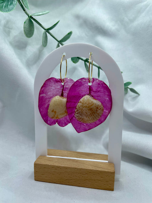 Pink Trinitaria de Abuela & Shell Earring