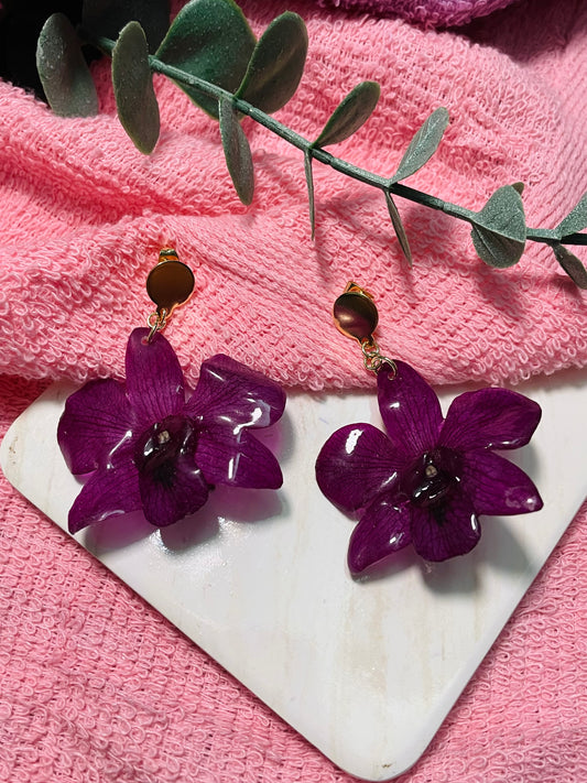 Purple Orchids Earring