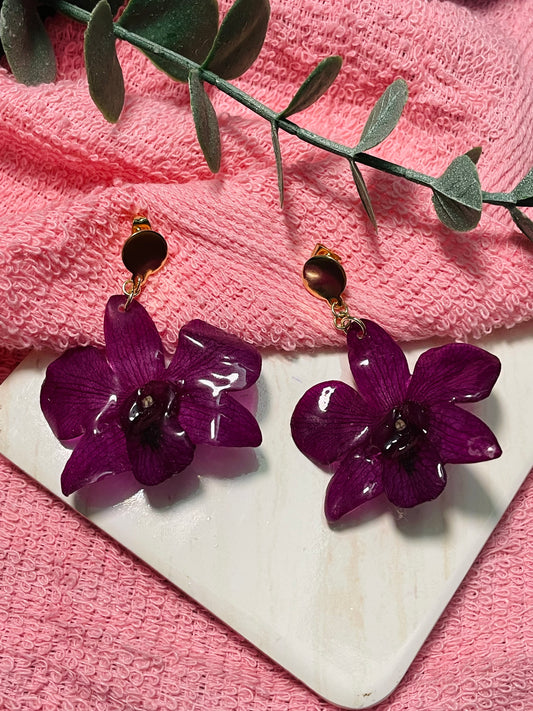 Purple Orchids Earring