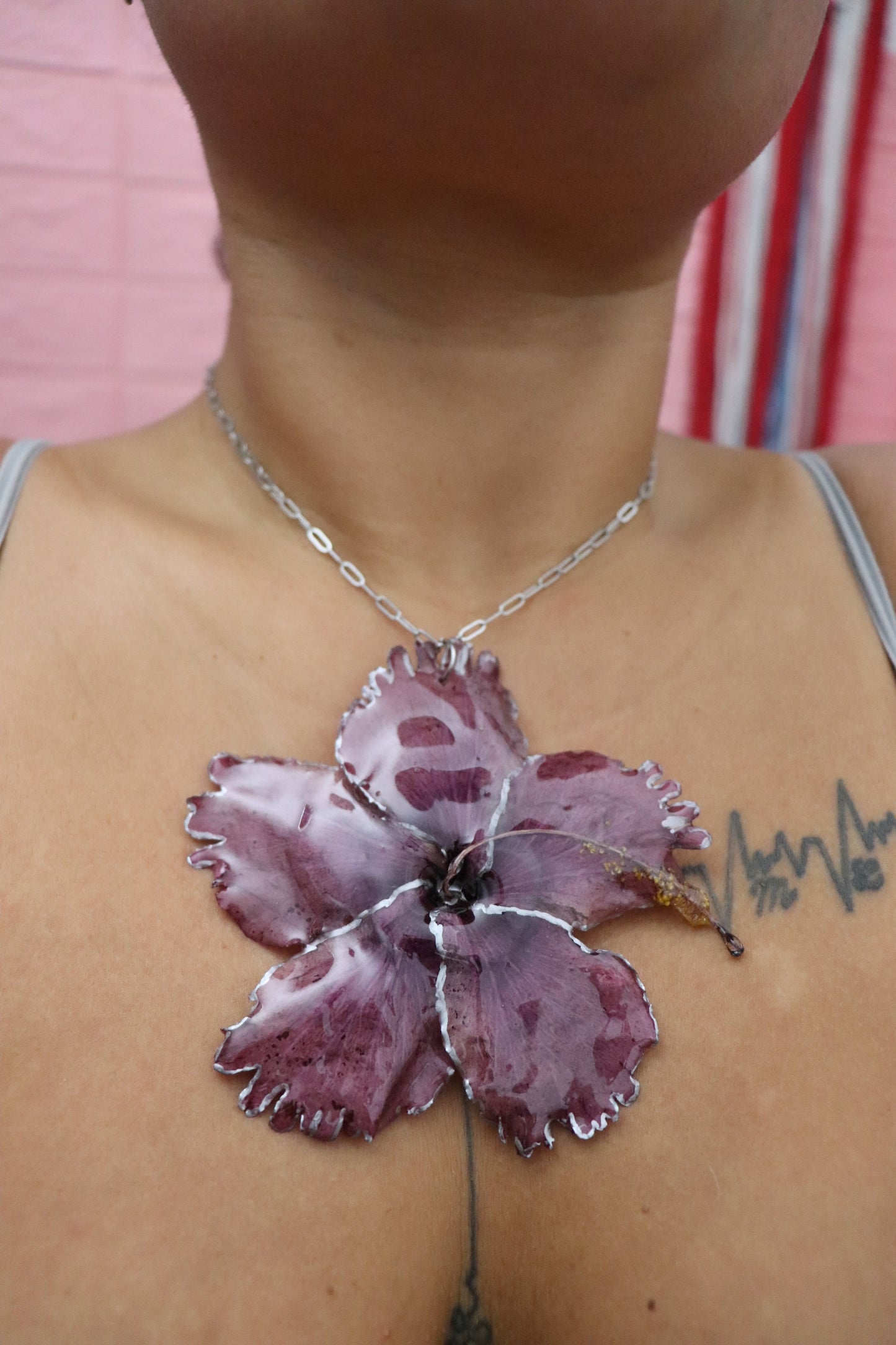 Hibiscus Necklace Silver 🌺