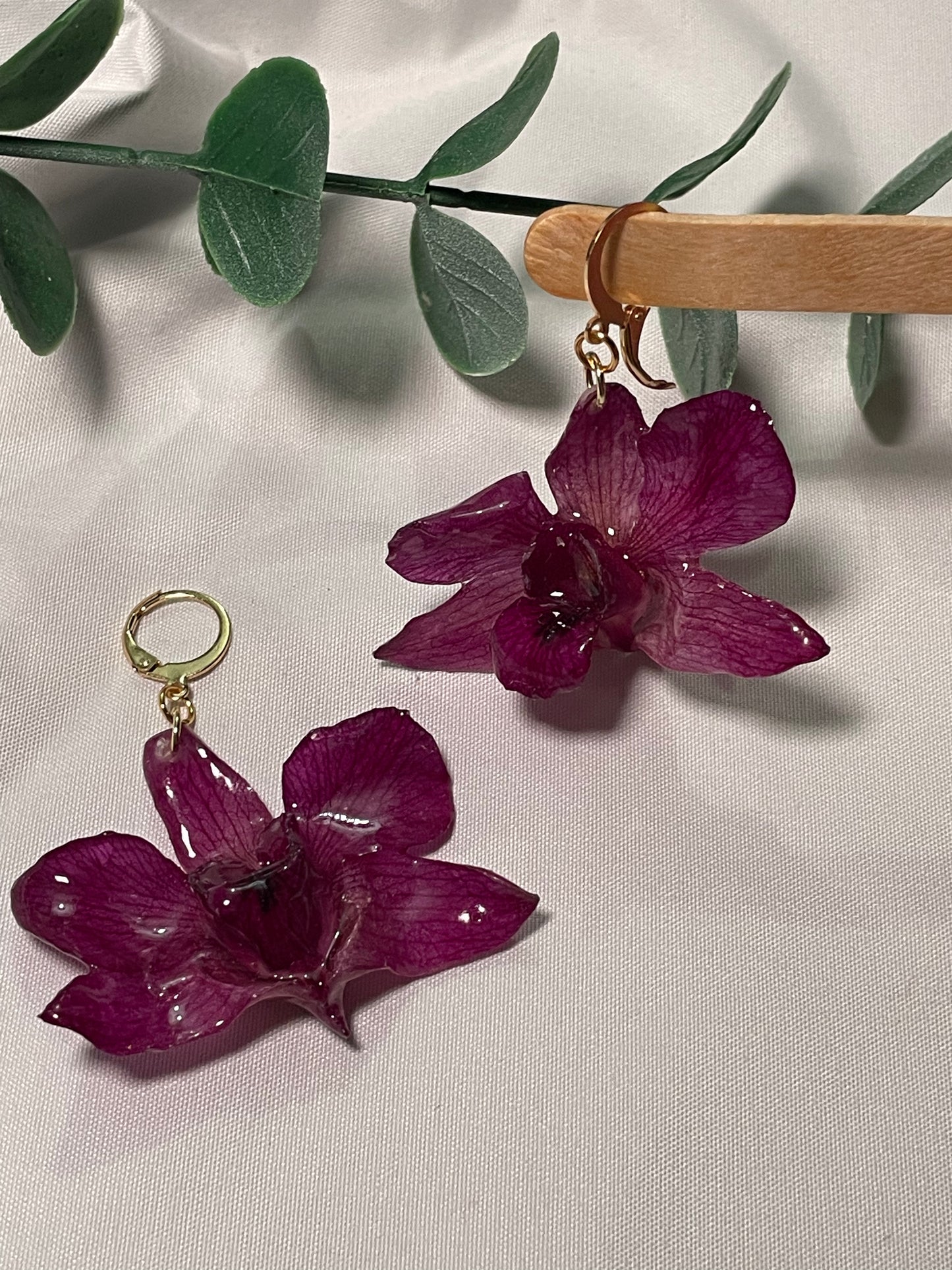 Purple Orchids Earring