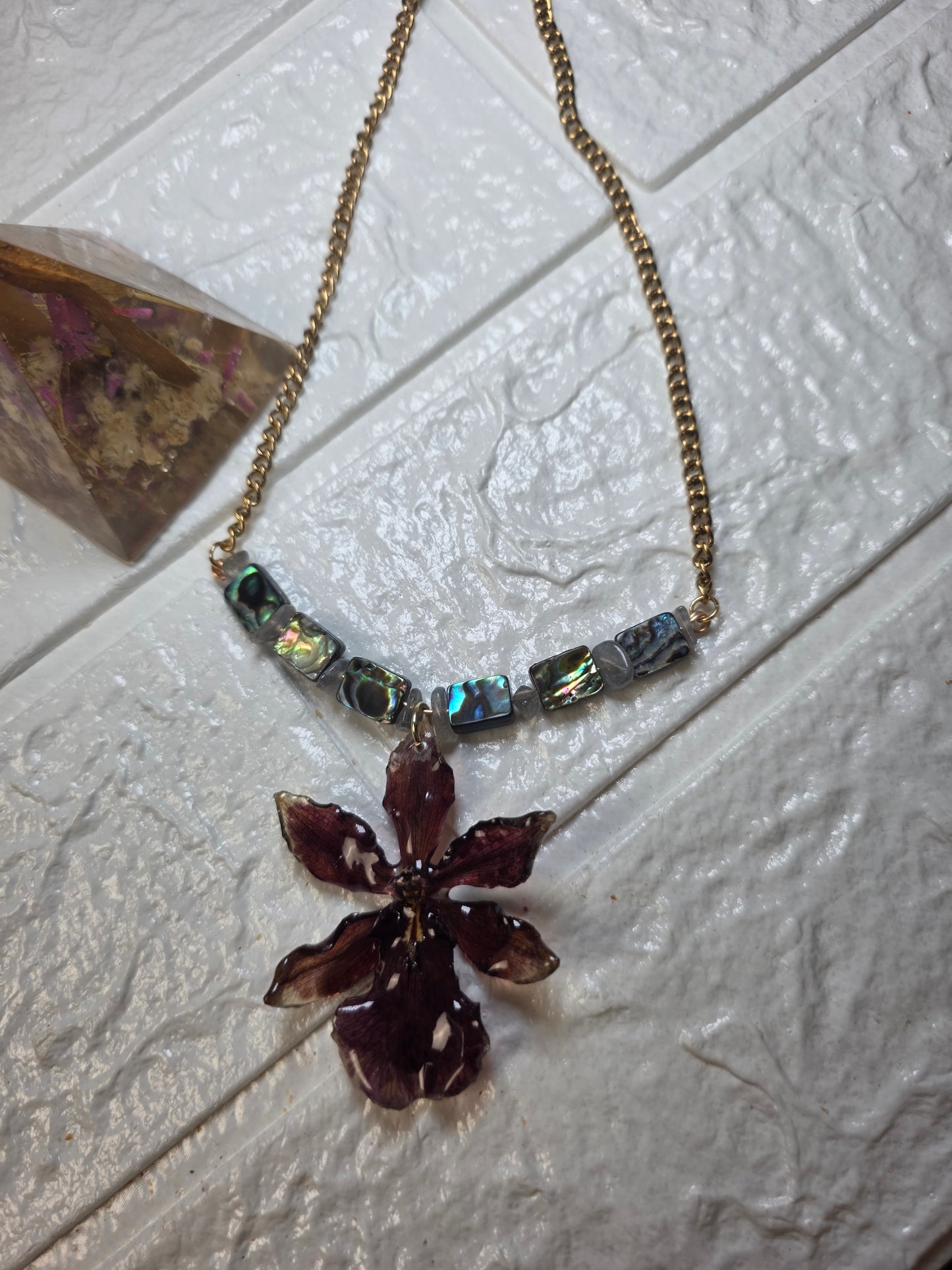 Collar Botánico de Orquídea Natural